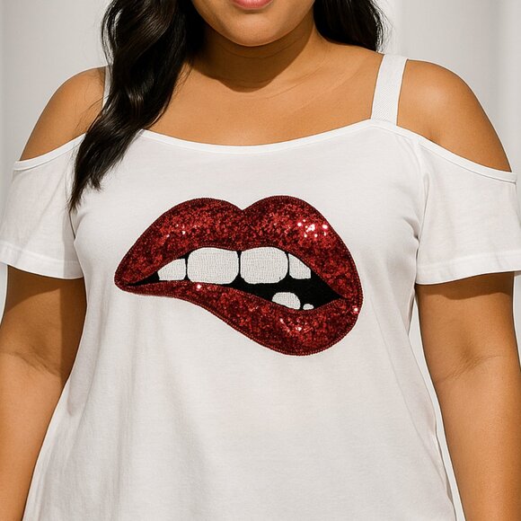 Sassi Rebel Plus size cold shoulder t-shirt - Picture 2 of 6